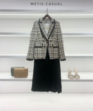 Blazer VERONICA kẻ nâu viền đen