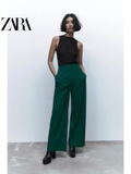 Quần culotes Zara dáng dài xanh cổ vịt