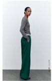 Quần culotes Zara dáng dài xanh cổ vịt