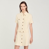 Váy tweed SANDRO chân xếp ly