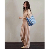 Sơ mi FENDI lụa kẻ nâu ( có set )