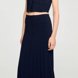 Chân váy SANDRO navy viền kem (có set)