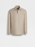 Sơ mi ZEGNA linen cổ V túi ngực