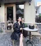 Váy MAJE lụa cổ họa tiết 3D