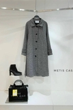 Coat dạ Max Mara kẻ kèm belt