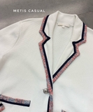 Cardigan Maje trắng cổ bẻ viền dạ