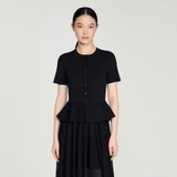 Váy SANDRO cộc đen dáng dài chân xòe