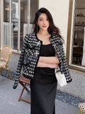 Set dạ SELF kẻ caro đen trắng