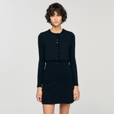 Cardigan SANDRO đen dáng crop