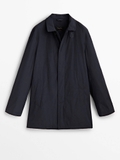 Áo khoác MASSIMO DUTTI navy dáng dài