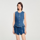 Áo jeans SANDRO sát nách đinh tán