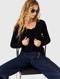 Set MAJE cardigan + áo 2 dây đen