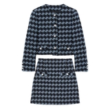 Chân váy SANDRO dạ tweed xanh đen