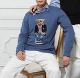 Áo len RALPH LAUREN xanh gấu áo kẻ đỏ trong
