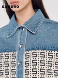 Áo khoác SANDRO jean cải len logo S