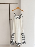 Váy 2 dây CLAUDIE trắng cải ren đen