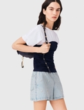 Áo MAJE trắng cải navy chun thân