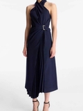Váy A.L.C cổ yếm navy dài belt lệch