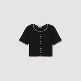 Cardigan SANDRO đen đính cườm