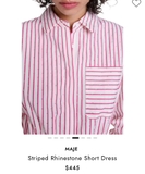 Váy MAJE sơ mi kẻ đỏ đính đá