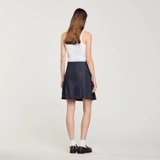 Chân váy SANDRO xếp ly chỉ vàng ( có set )