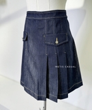 Chân váy SANDRO xếp ly chỉ vàng ( có set )