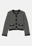 Cardigan MAJE đen kẻ trắng