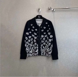 Cardigan Dior đen họa tiết