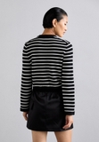 Cardigan MAJE đen kẻ trắng