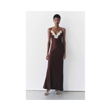 Váy ZARA 2 dây lụa cải ren trắng