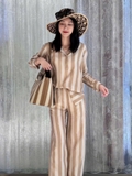 Quần lụa FENDI kẻ nâu ( có set )