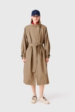 Trendcoat MAJE nâu khuy tròn vàng kèm belt