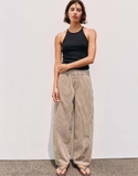 Quần PULL&BEAR kẻ nâu cạp chun