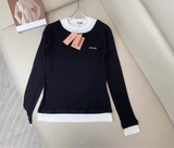 Áo MIUMIU đen cải viền trắng