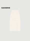 Chân váy SANDRO kem dài đính cườm