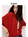 Cardigan BA&SH đỏ len mỏng khuy vàng
