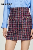 Chân váy Sandro Tweed kẻ đỏ