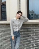 Áo len MAJE ghi cổ đá