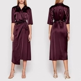Váy HUGO BOSS lụa vạt chéo nâu đậm