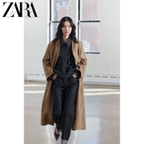 Áo dạ ZARA nâu dáng dài lèm belt