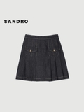 Chân váy SANDRO xếp ly chỉ vàng ( có set )