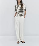 Tshirt MASSIMO DUTTI trắng kẻ đen