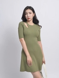 Váy len MAJE xanh ngắn tay cut out