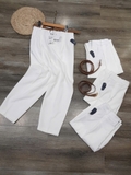 Quần ZARA bagy trắng kèm belt