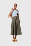 Chân váy MAJE rêu xếp ly eo dáng dài
