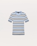 Áo len RAG & BONE cộc kẻ xanh trắng