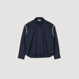 Sơ mi SANDRO navy viền vai đá