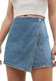 Chân váy STRADIVARIUS jean vạt chéo