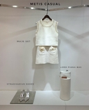 Chân váy Sandro trắng viền vàng ( có áo)