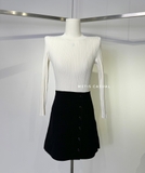 Váy len SANDRO đen trắng